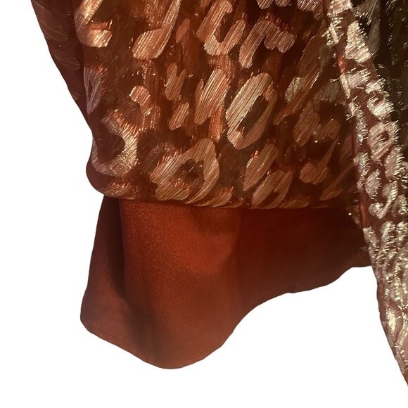 Aqua Metallic Babydoll Party Dress Size S‎ Burgundy Leopard Print - Picture 10 of 10